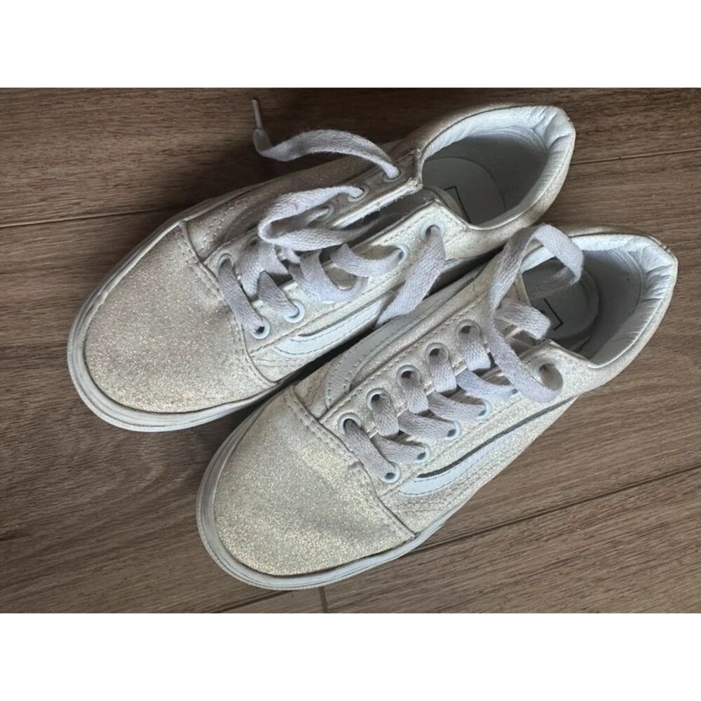 Vans Kids Glitter White Lace Up Shoes Size 1.5